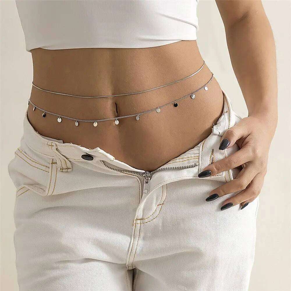 Women Bikini Crossover Bohemian Style Belly Waist Chain Wear Body Jewelry H260228