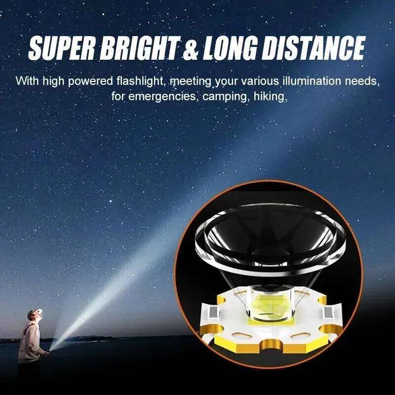 Rechargeable Handheld Flashlights High Lumens 6 Modes LED Brightest Waterproof Flash Light for Emergencies, Camping, Hiking Z260301