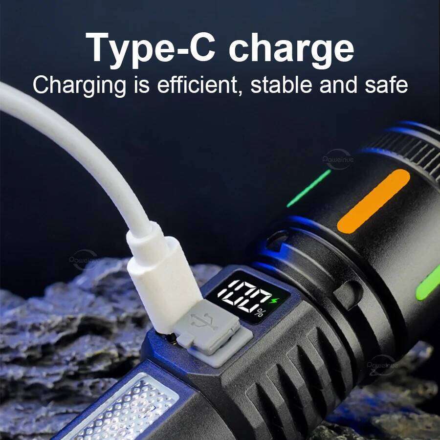 High Strong Power Led Flashlights With COB Light Ultra Bright USB Charging Tactical Torch Zoomable Outdoor Camping Fishing Lamps Z260301