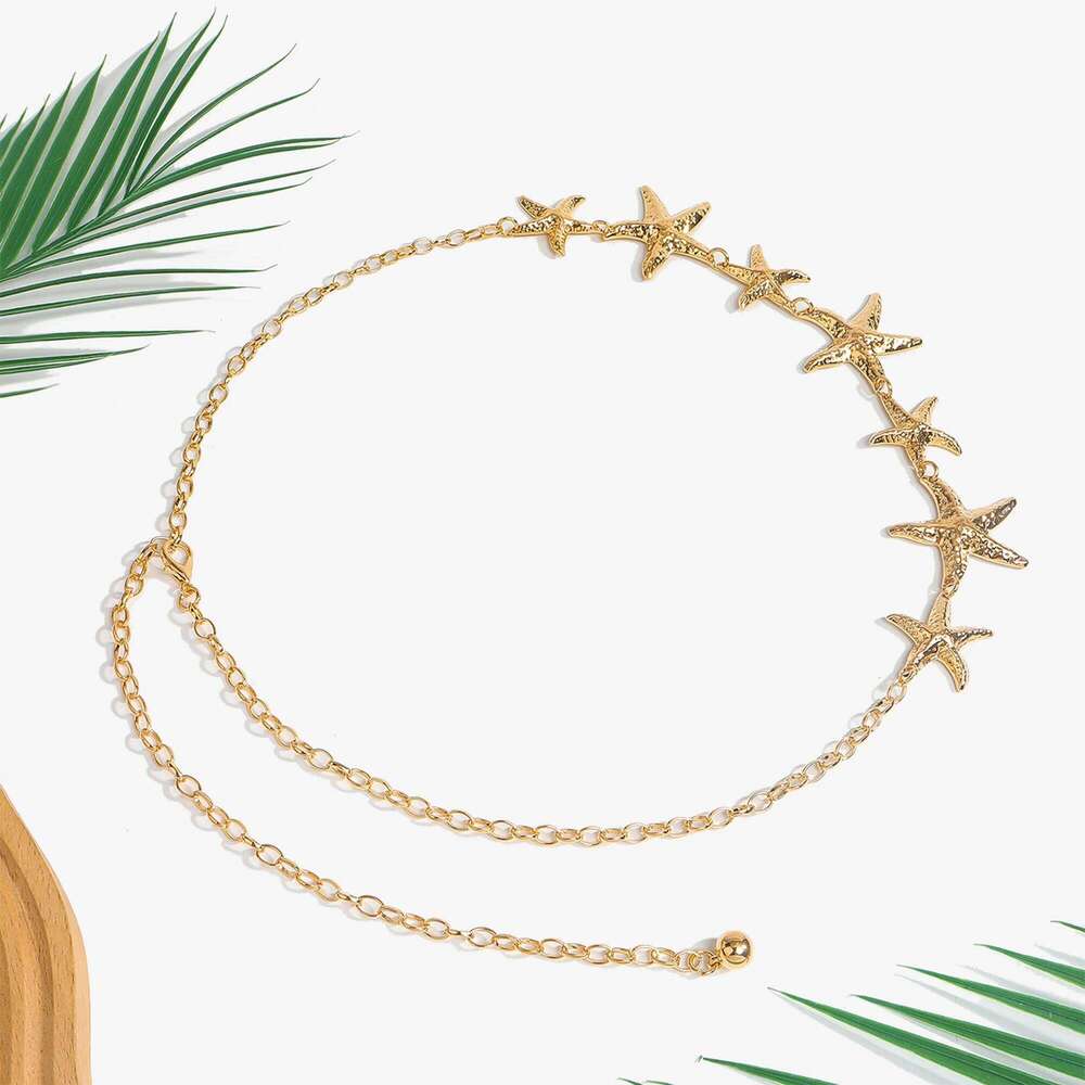 Ladies Metal Starfish Waist Summer Beach Body Sexy Fashion Decorative Dress Chain Accessory for Women H260228