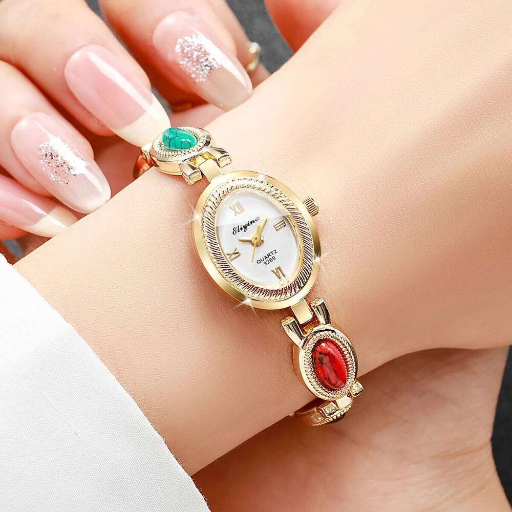 Fashion Oval Dial Women es Elegant Rhinestone Strap Ladies Wrist Reloj Mujer Girls Clock Without Box H260228