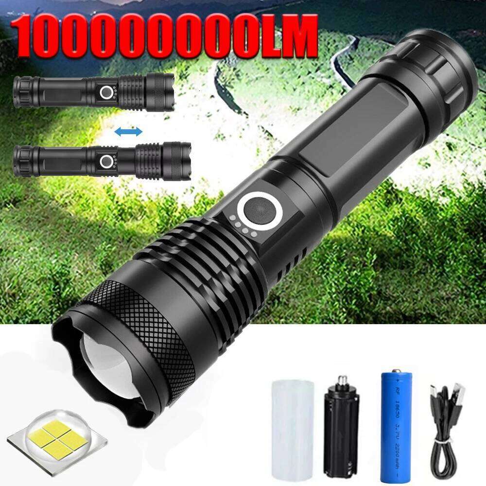 Super Bright Tactical Flashlight Zoomable Rechargeable Waterproof Camping Hiking Hunting Fishing Emergency Telescopic Zoom Torch Z260301