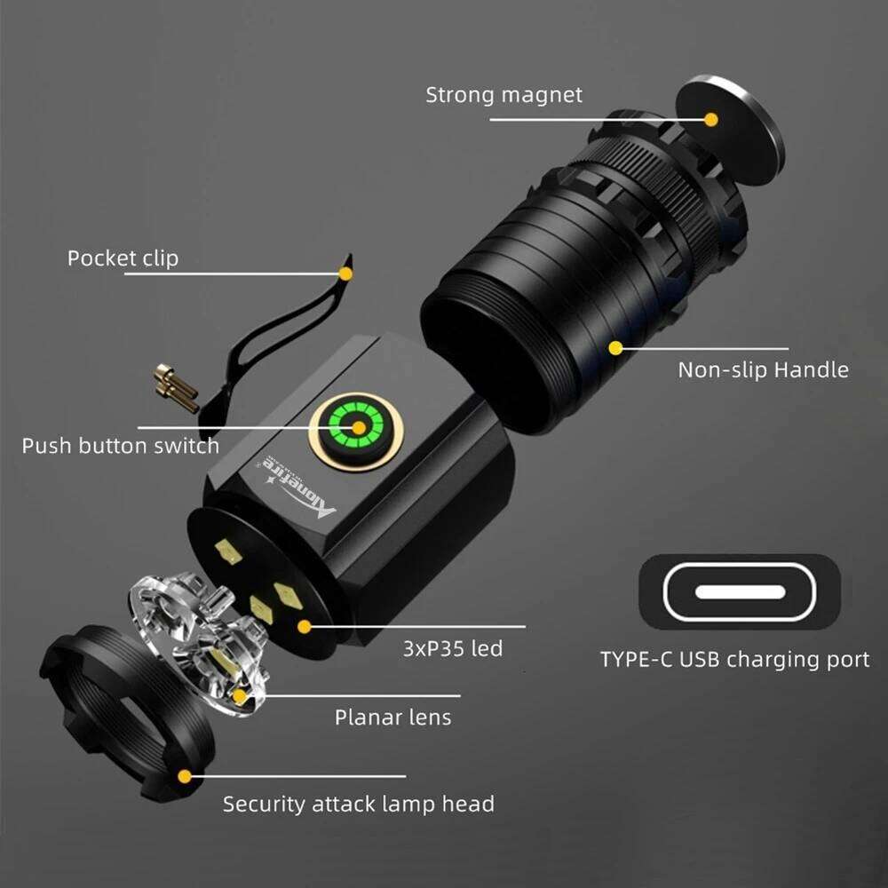 3-Led Mini High power Small Flashlight USB Rechargeable Work Rrepair Outdoor Hiking Fishing Camping Magnet Torch Lighting light Z260301