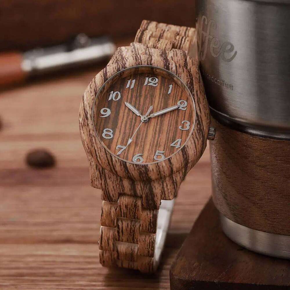 Fashion Women es Casual Wooden Pattern Plastic Strap Women's Quartz Reloj MujerWithout Box H260228