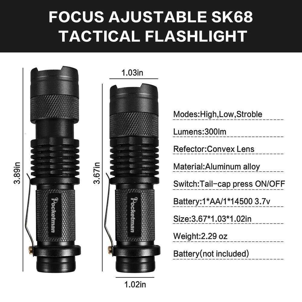 5 PCS Mini Brightest Led Flashlight Tactical Flashlights Powerful LED Torch Zoomable Flashlamp Powered by AA batteries or 14500 Z260301