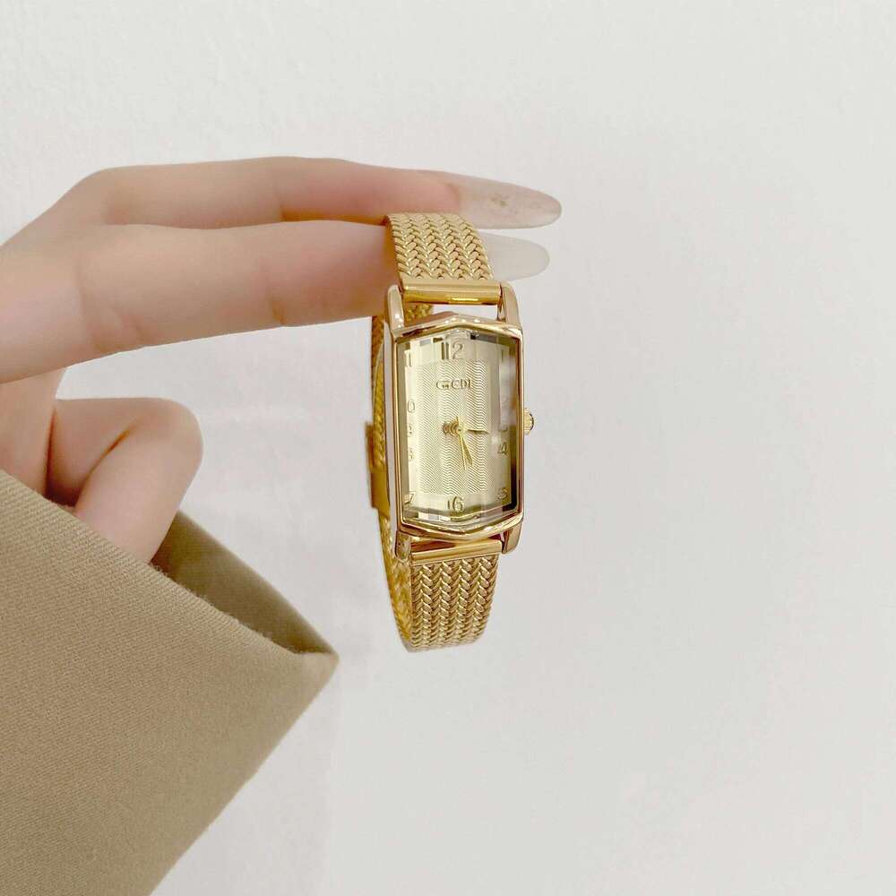 NEW GEDI Vintage Elegance Ladies es Premium Wheat-Patterned Steel Small Gold-Tone Quartz Women's Gift H260228