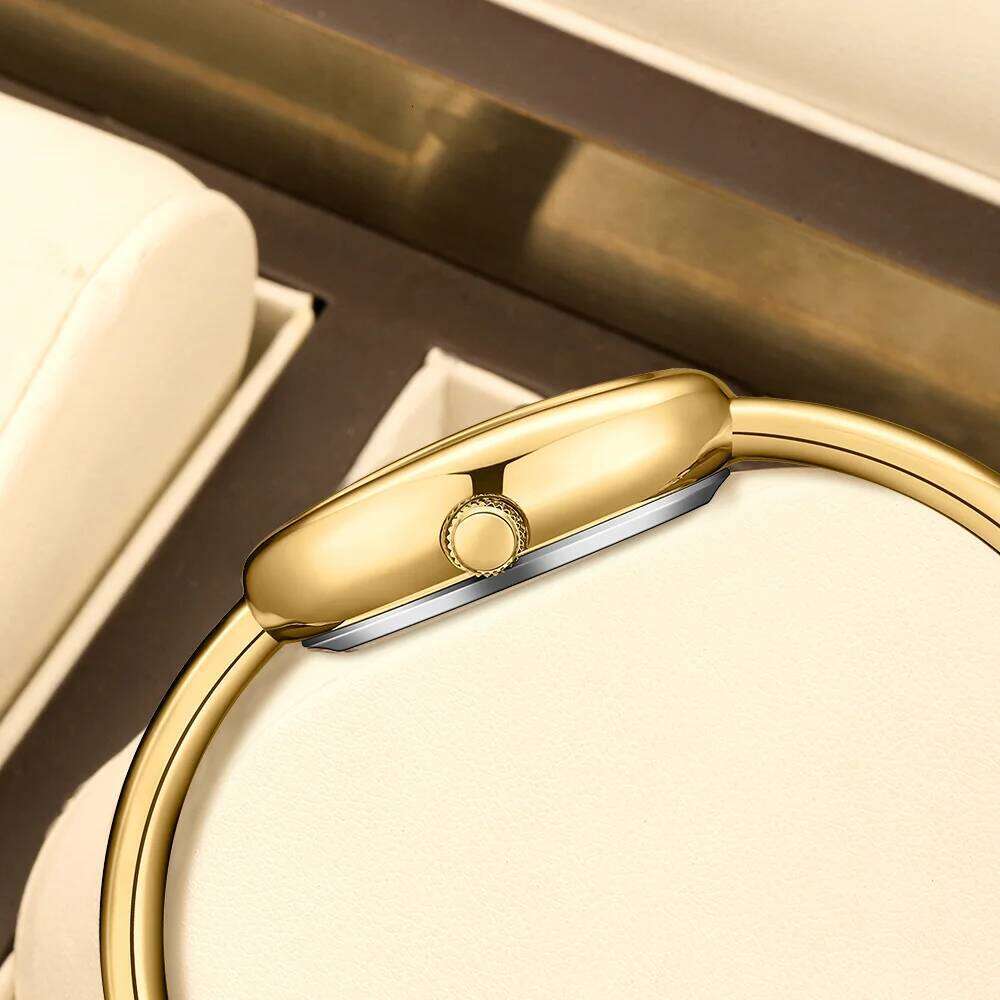 YaLaLuSi Brand Women's Quartz Light Luxury Oval Gold Roman Numerals Wristlet Vintage Fashion Gift box H260228