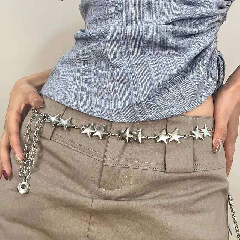 Star Western Metal Women Punk Belts for Dresses Jeans Waist Chain Belt Y2k Emo Body Jewelry H260228
