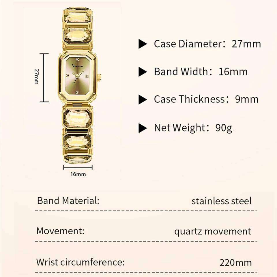Women Square Luxury Stainless Steel Water Diamond Original Quartz Movement Fashion Clock Rose Gold Ladies es H260228