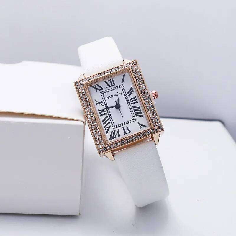 Square diamond studded women's strap rectangular Roman character small square H260228