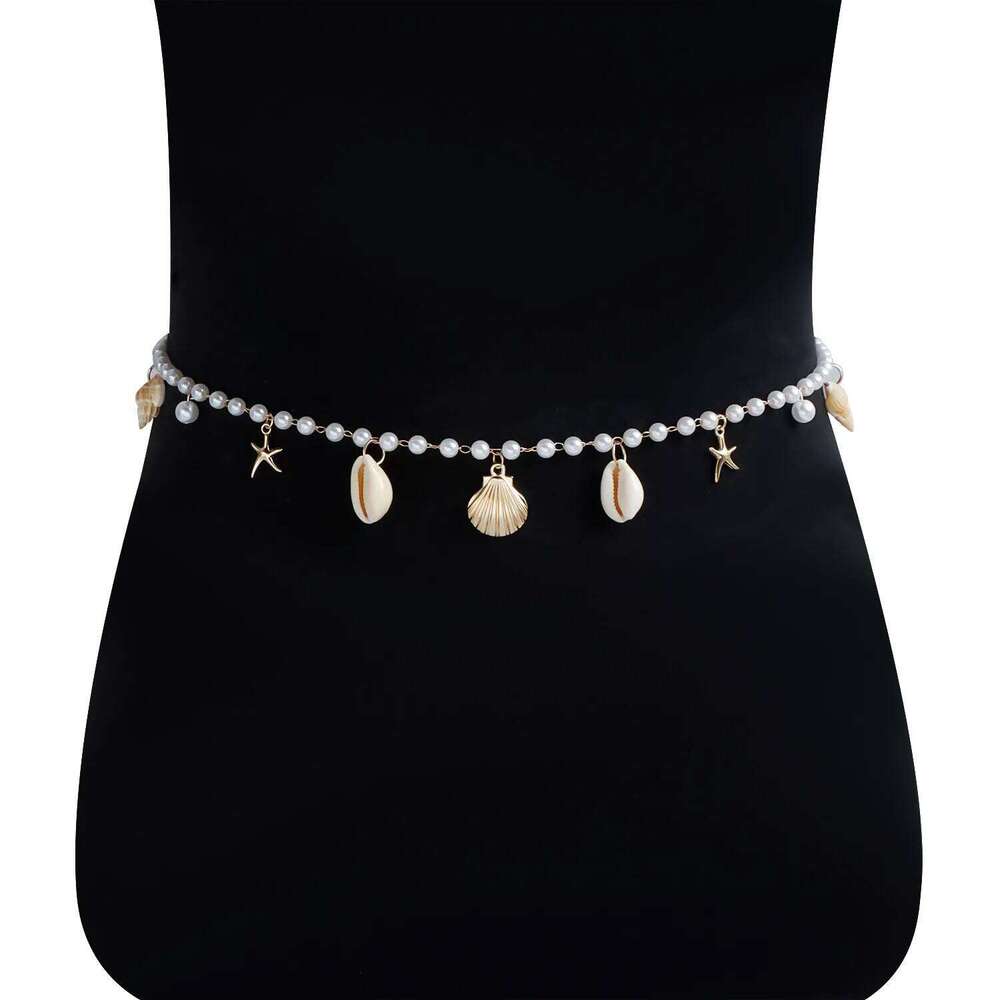Mermaid Waist Chain Cultured Pearls Starfish Charm Adjustable Braid Beach Jewelry Lightweight Boho Stackable H260228