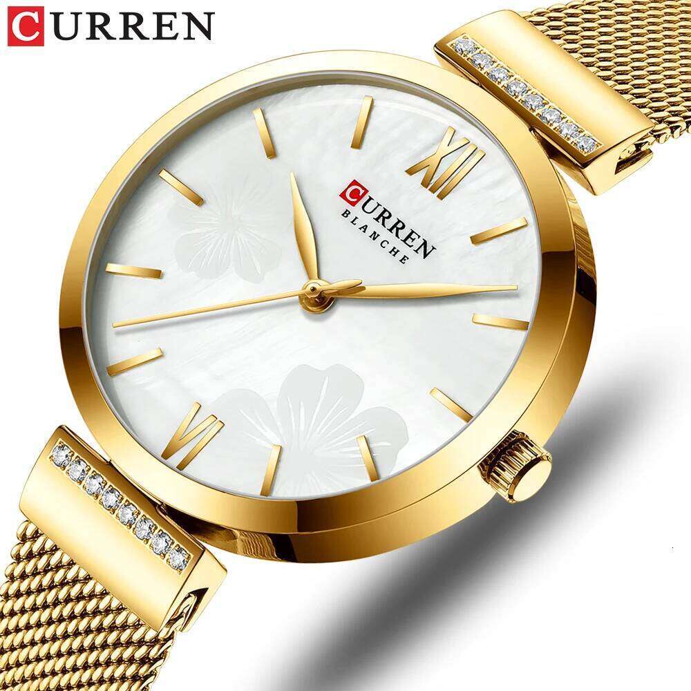 CURREN Fashion for Women Luxury Quartz Gold Elegant Wrist Female Clock Ladies Dress Stainless Steel H260228