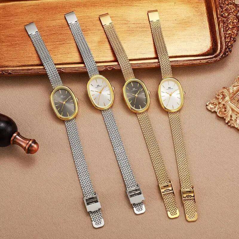 Cross border es, niche, , high-end, oval shaped dial with dotted diamonds, fashionable hot selling es H260228