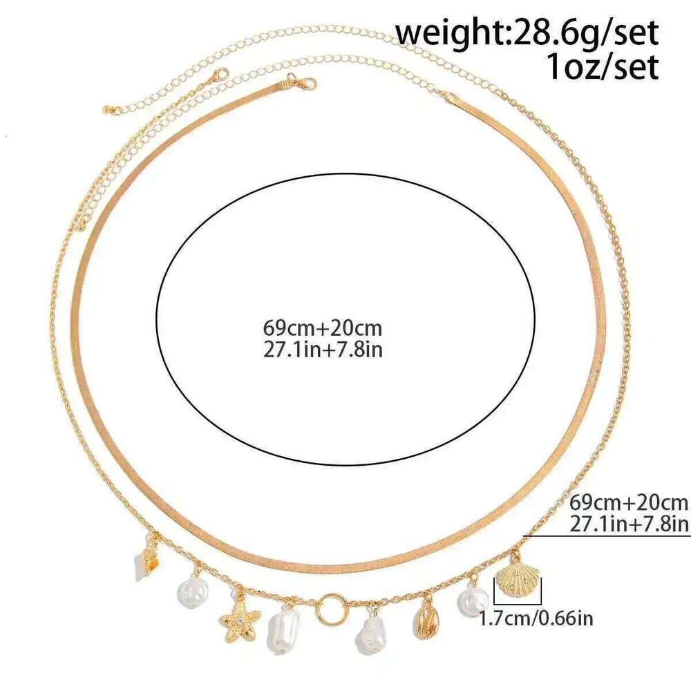 Ingemark 2Pcs/Set Summer Beach Vacation Sexy Bikini Waist Boho Imitation Pearl Starfish Conch Pendant Body Chain Jewelrry H260228