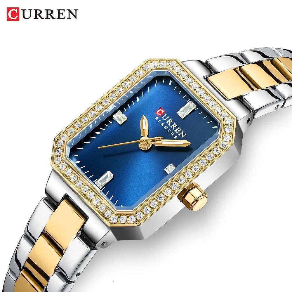 CURREN Luxurious Elegant Women's es Classic Rectangular Dial with Rhinestones Luminous Hands Waterproof H260228