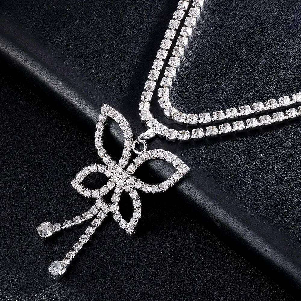 Stonefans Double Layer Rhinestone Butterfly Waist Chain Y2K Accessories Sexy Belly Bikini Body Chains Lingerie Jewelry for Women H260228