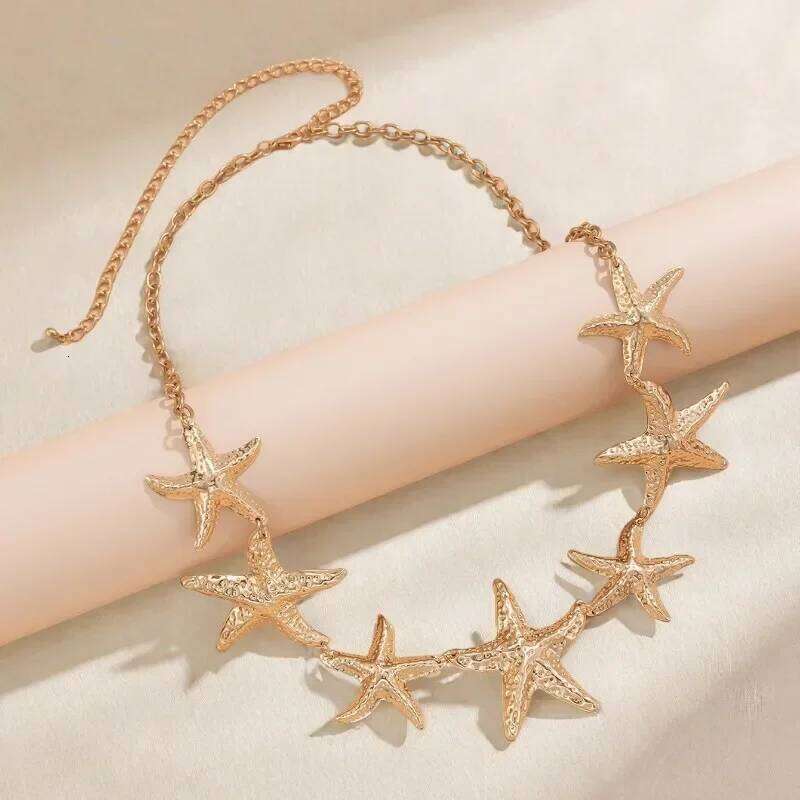 Vintage Bohemian Waist Metal Punk Starfish Chain Belly Chains Beach Bikini Body Jewelry Accessories Women Belt H260228