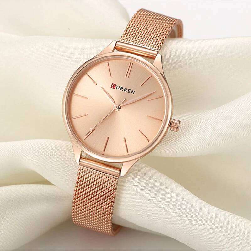 CURREN Original Women's Matte Dial Japanese Quartz Movement Stainless Steel Mesh Strap with Box H260228