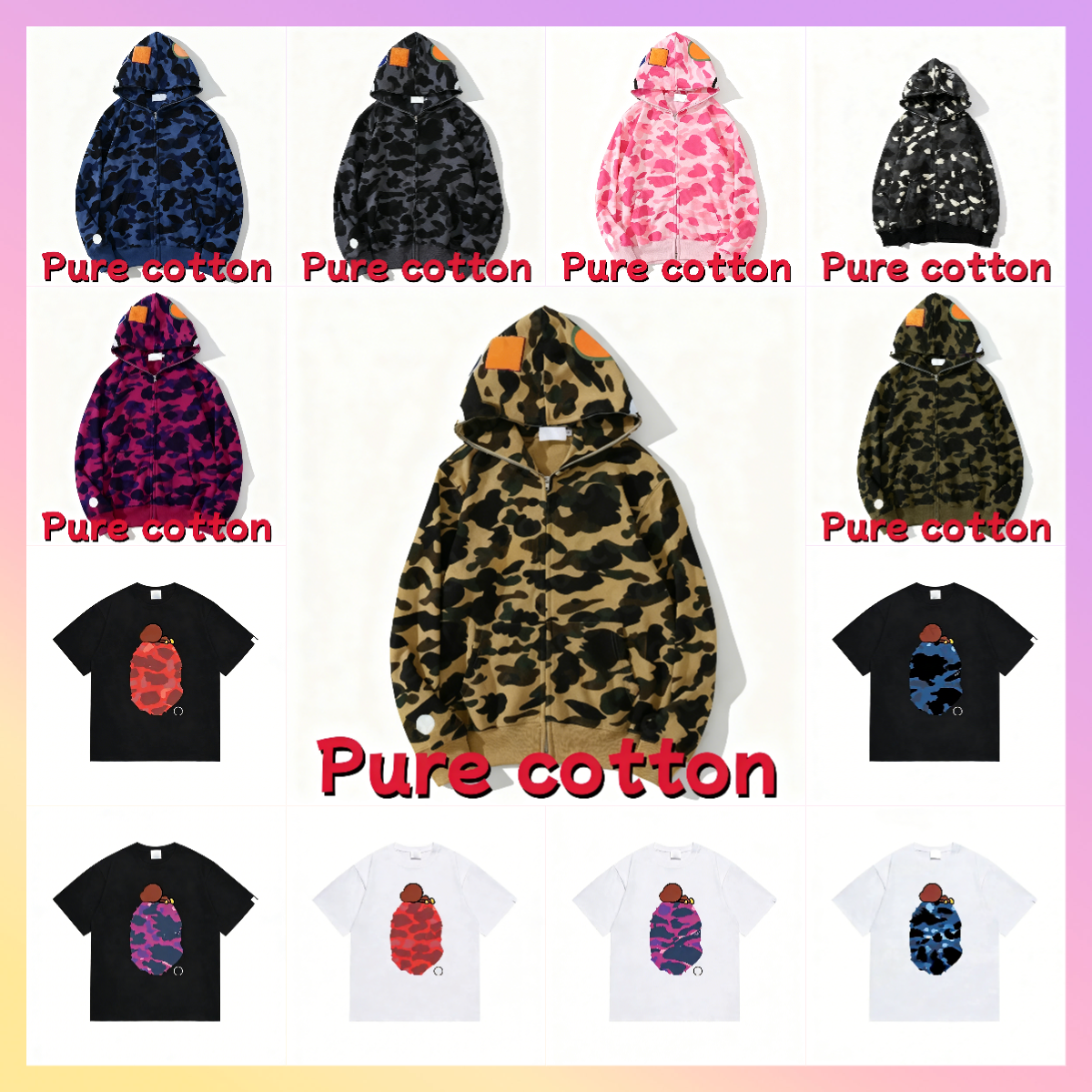 Designer Mens Hoodies t shirt Full Zip Up Jackets Men Women Sweetwear Jacket Pattern Shark Hoodie Sweatshirts For Male Colors unisex tracksuits w3