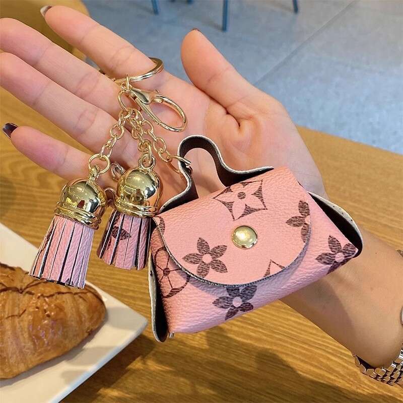Cute Mini Leather Small Coin Purse Earphone Storage Old Flower Pendant Card Holder Key Bag For Women