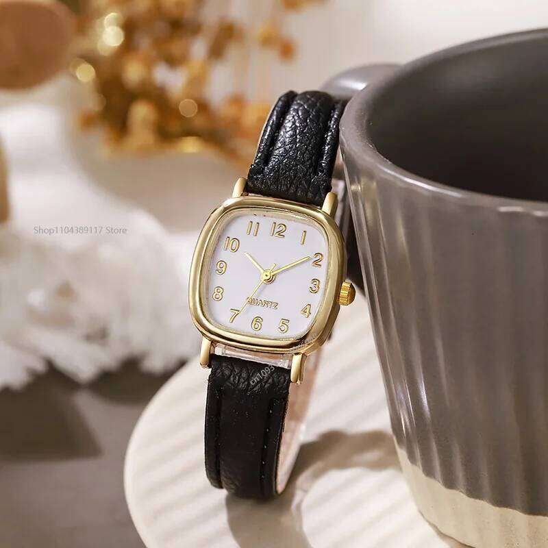 Square Belt Literary Retro Women's Korean Fashion Quartz es Versatile Daily Wristes Simple Reloj H260228
