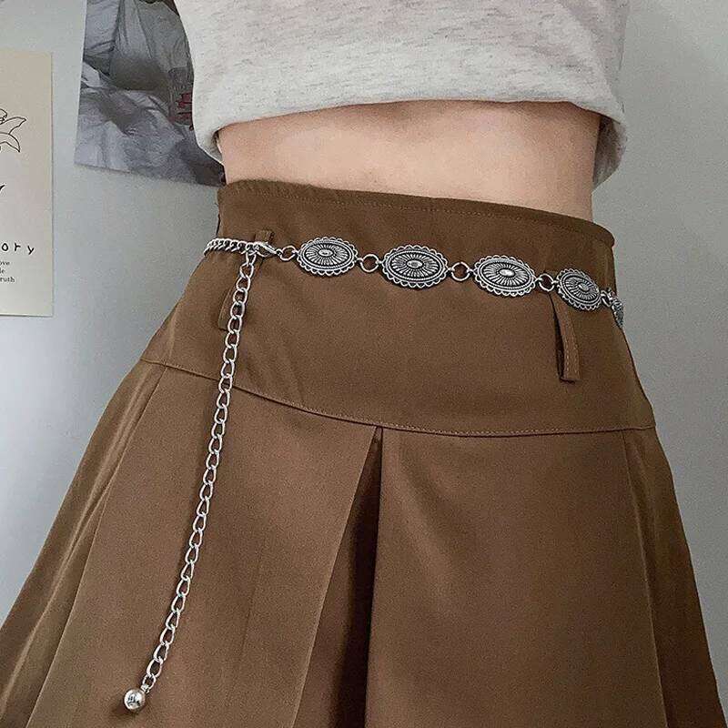 Boho Vintage Metal Carving Waist Chain For Women Ethnic Style Retro Versatile Belly Body Chains Dress Sweater Waistband Jewelry H260228