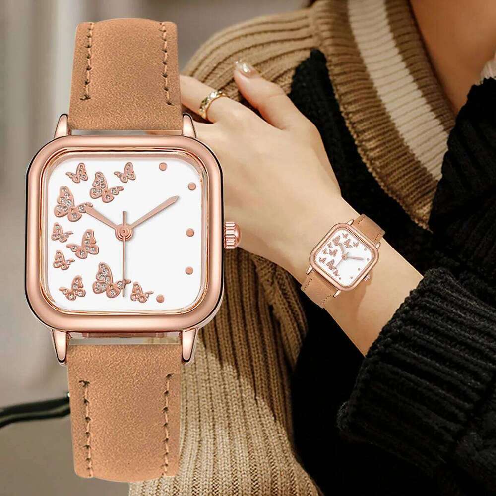 Fashion Square Case Wrist Leather Strap es Women Quartz Ladies Clock Festival Gift Valentine's Day H260228