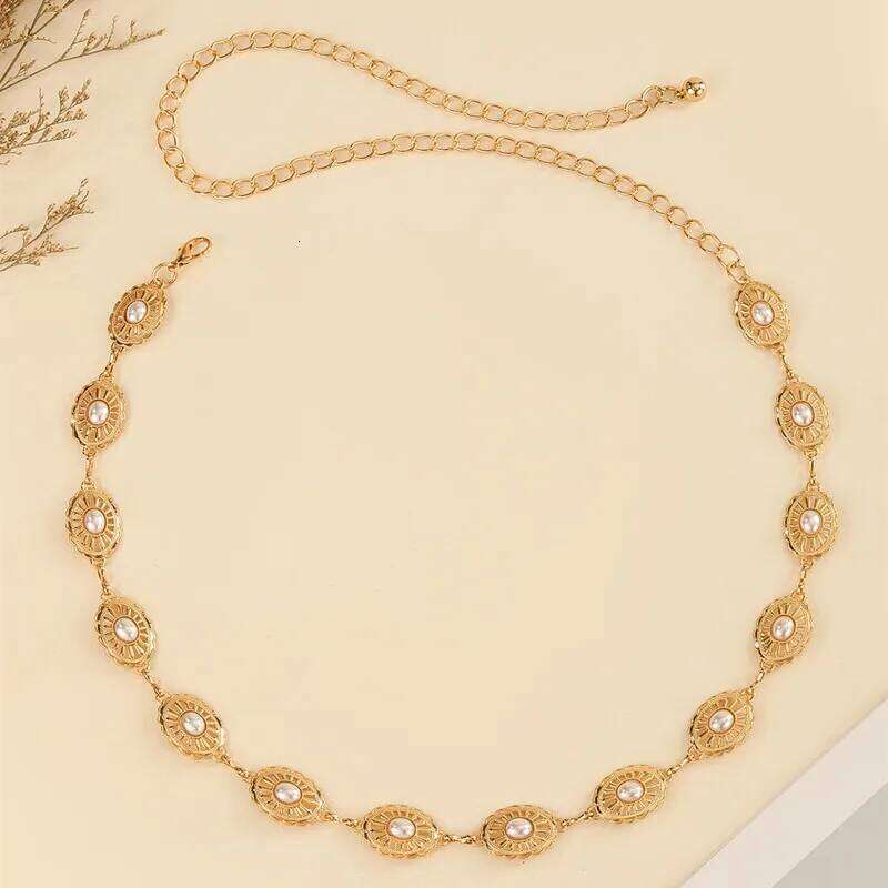 New Hollow Imitation Pearl Waist Belly Chain for Women Sexy Bikini Belt Adjustable Body Chains Jewelry Accessories Gifts H260228