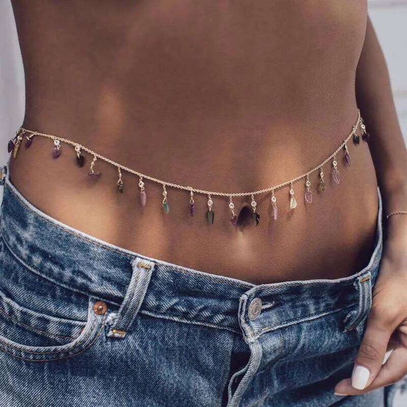 Bohemian Sexy Colorful Club Women Waist Beach Belly Chain Harness Body Jewelry Accessories H260228