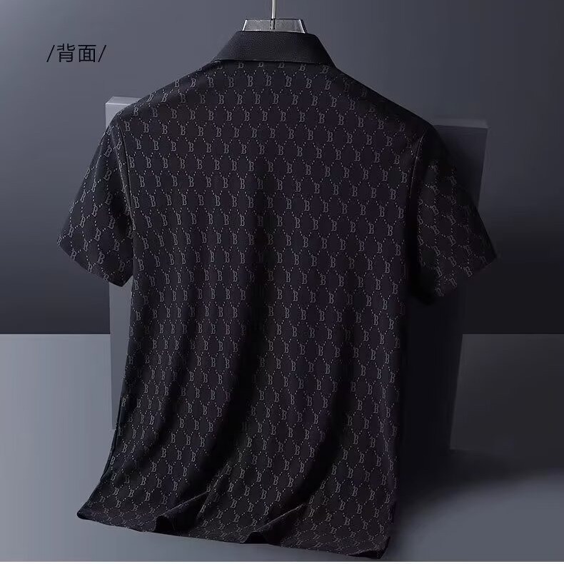 Luxury Brand Designer Clothes Men's Ice Silk Short-Sleeve T-Shirt 2025 Summer New Style Turn-Down Collar Casual Breathable Cool Letter Print Polo