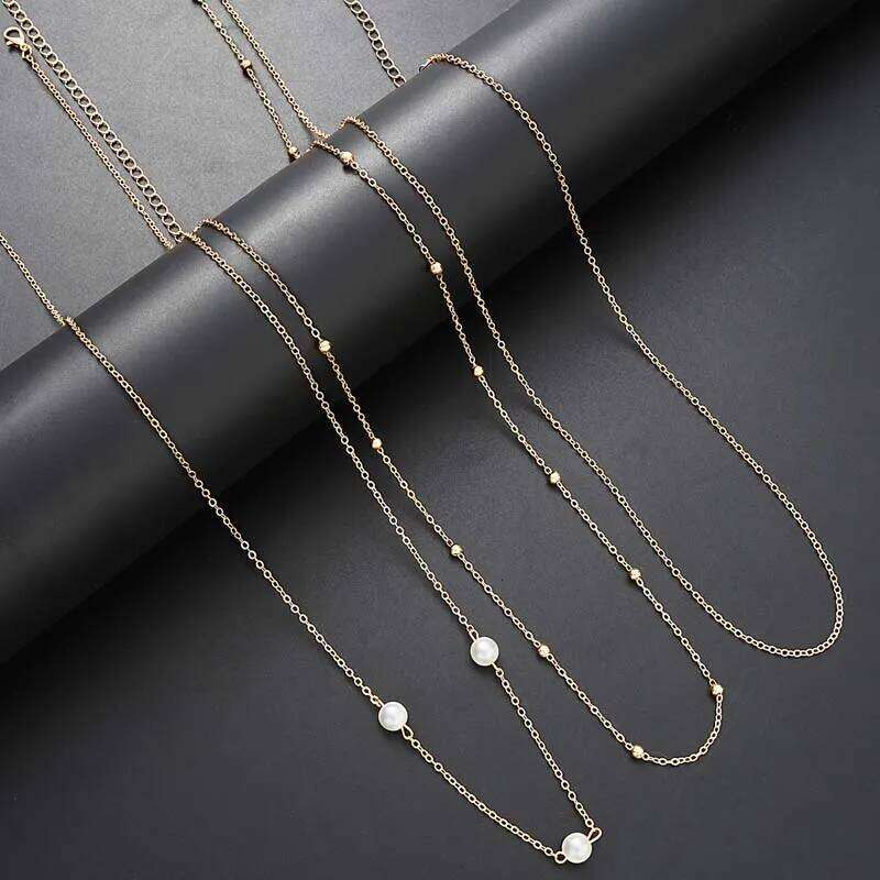 Sexy Metal Multilayer Pearl Beaded Waist for Women Fashion Silver Color Bead Thin Belly Chain Body Jewelry Gifts H260228