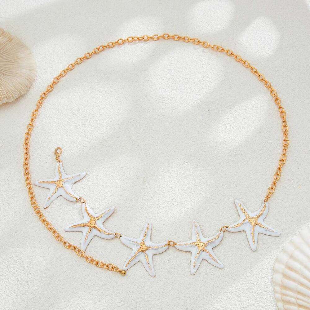 KunJoe Sexy Creative Beach Starfish Waist for Women Bohemian Star Belly Chain Summer Body Jewelry Bikini Dress Belt New H260228