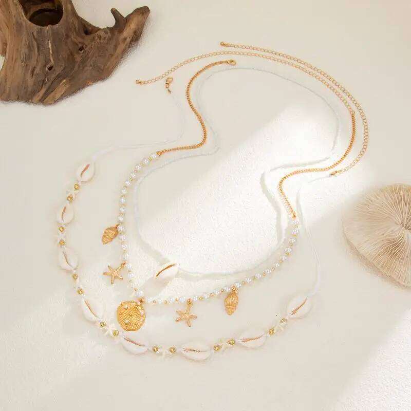 1Set Bohemia Beaded Waist Starfish Scallop Shell Pendant Body Chain For Women Trendy Summer Beach Waistband Bikini Jewelry H260228