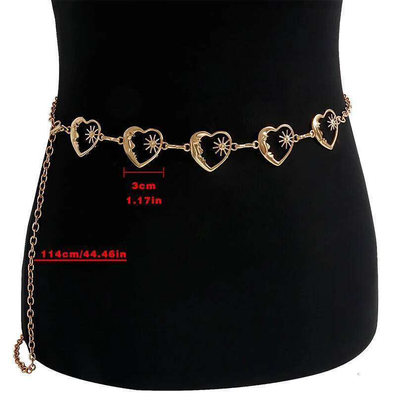 YOURMetal Harajuku Women Vintage Punk Gothic Moon Sun High Waist Chain Pendant Belts Female. H260228