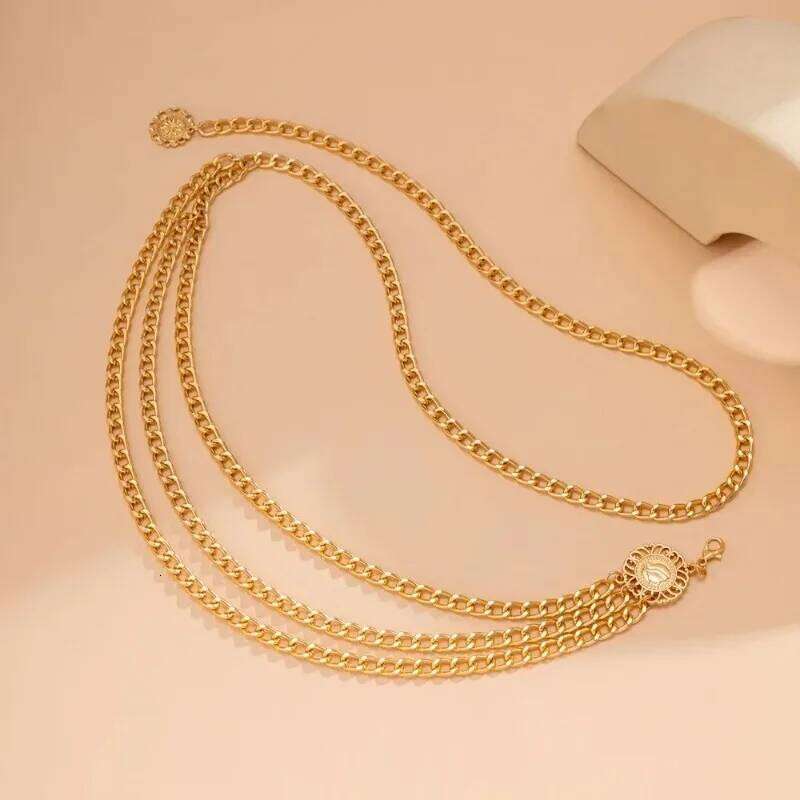 Boho Sexy Women Fashion Belt Hip High Waist Gold Silver Color Narrow Metal Body Chain Chunky Fringes H260228