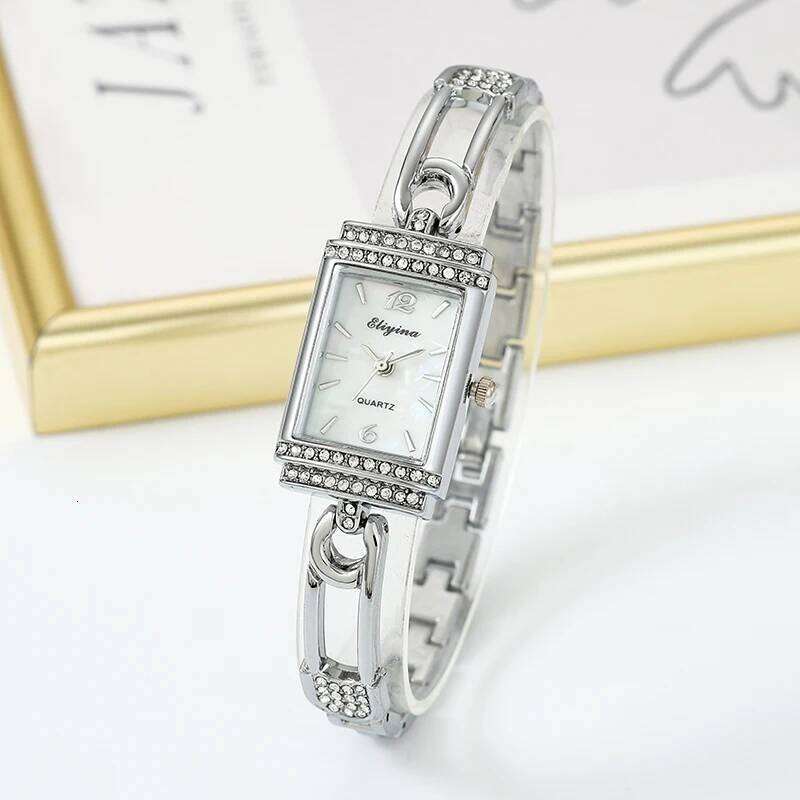 Casual Niche High-End for Women, Fashionable Wrist, Light Diamond-Encrusted Rectangular Women's , Quartz H260228
