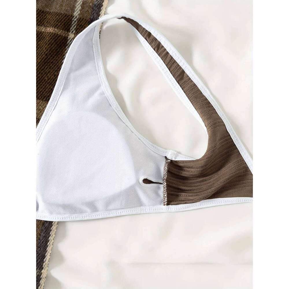 2025 Women Solid White Set Women's Sexy Triangle Two-Piece Swimwear Minimalist Beach Swimsuit Summer Holiday Bikini Suit Z260301