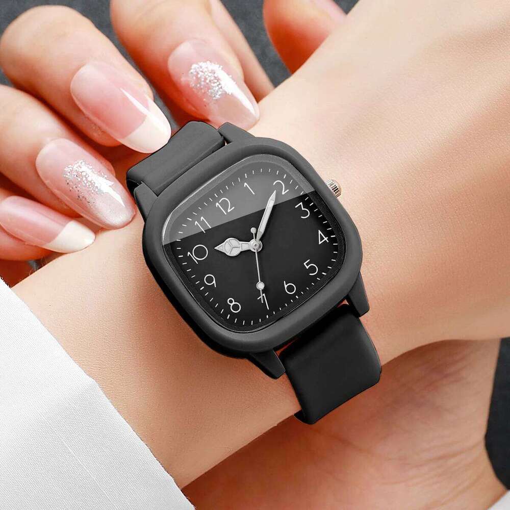3PCS/Set Women Fashion Arabic Numeral Dial Quartz es Ladies Silicone Strap Girls Clock Reloj MujerWithout Box H260228