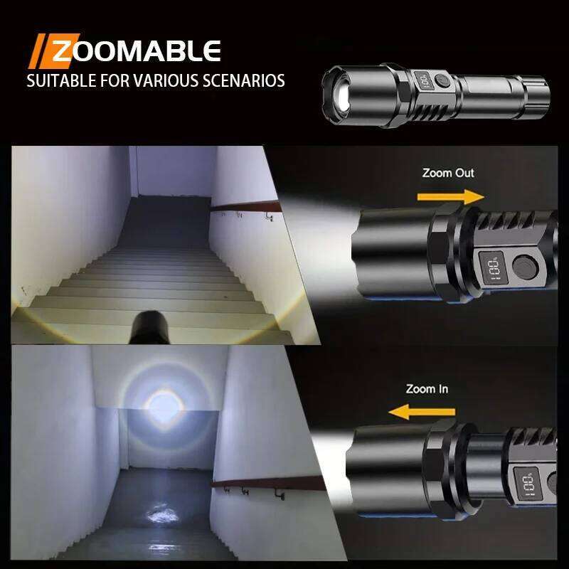 Super Bright LED Flashlight USB Rechargeable Flashlights with Tactical Zoom High Power Spotlight Outdoor Camping Fishing Torch Z260301