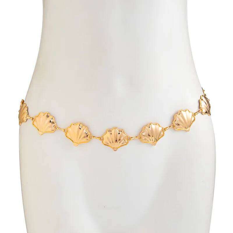 Womens Summer Retro Gold Color Shell Waist Chain Bohemian Sexy Bikini Belt Belly Chains Beach Party Body Jewelry Gifts H260228