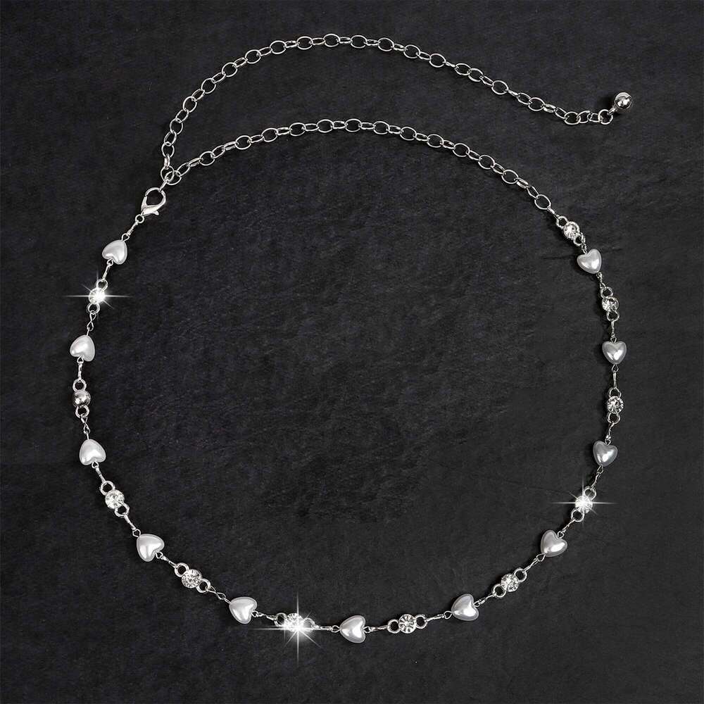 1pc Heart Shaped Rhinestone Metal Waist Chain Fashionable Unique Accessory for Dresses Versatile Dressy Belt H260228
