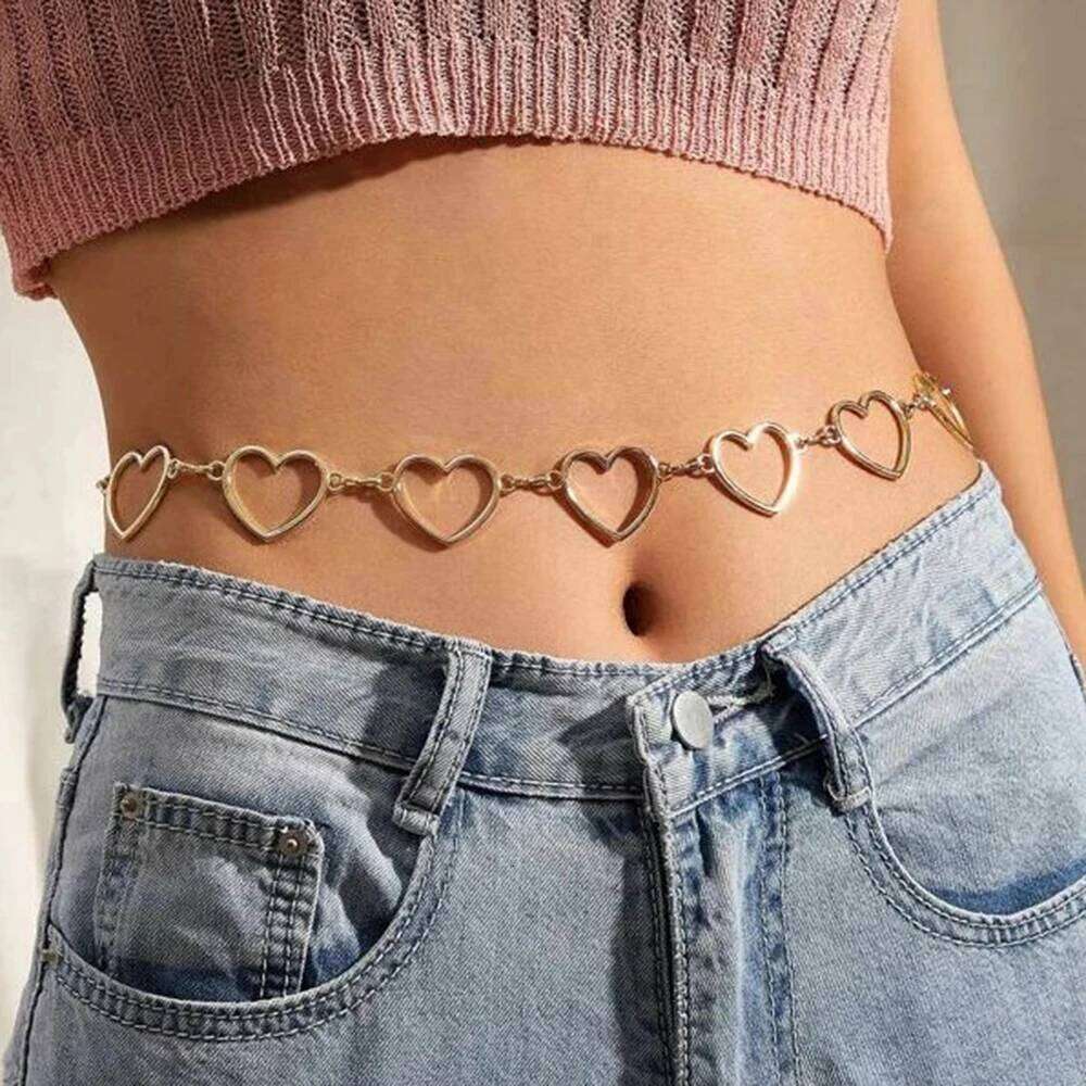 New Fashion Hollow Heart-shaped Adjustable Waist Body Chains For Women Bohemia Simple Gold Color Chain Jewelrys Party Gift H260228