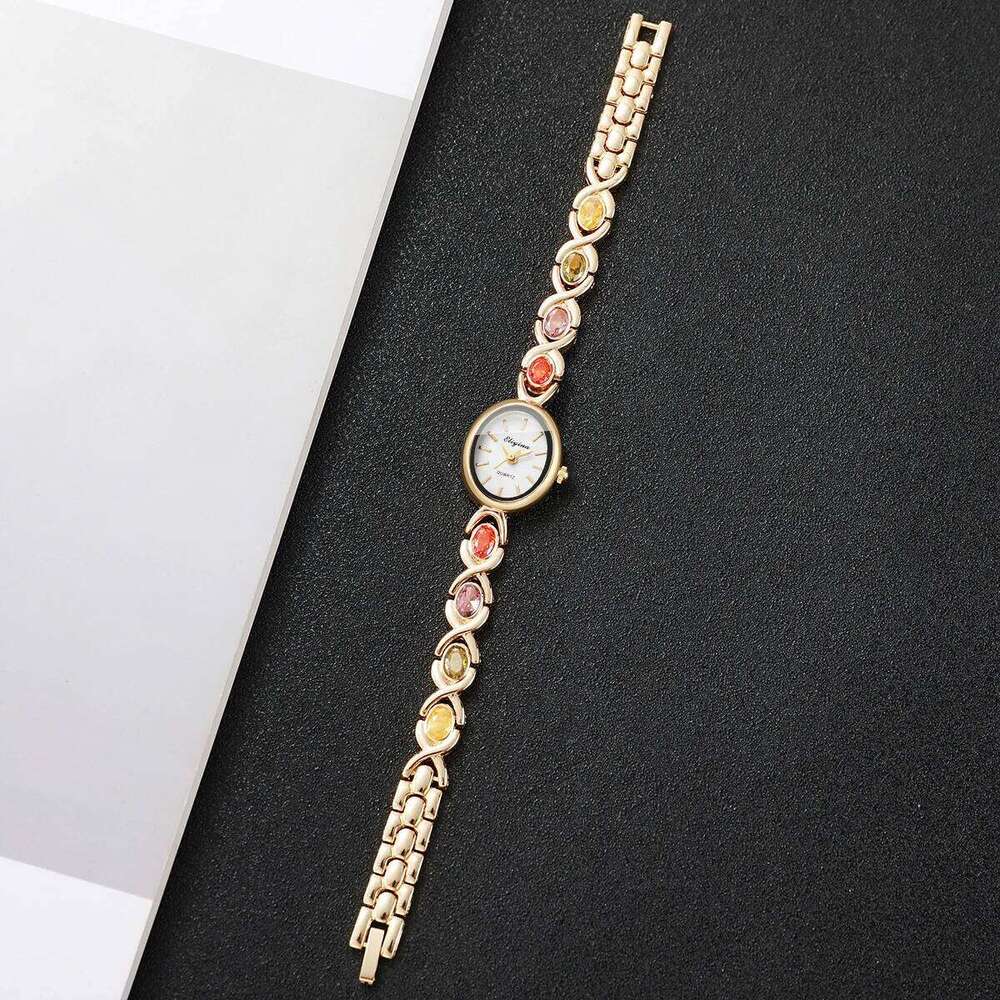 Fashion Rhinestone Strap Women es Elegant Oval Dial Ladies Quartz Wrist Reloj Mujer Girls Clock Without Box H260228