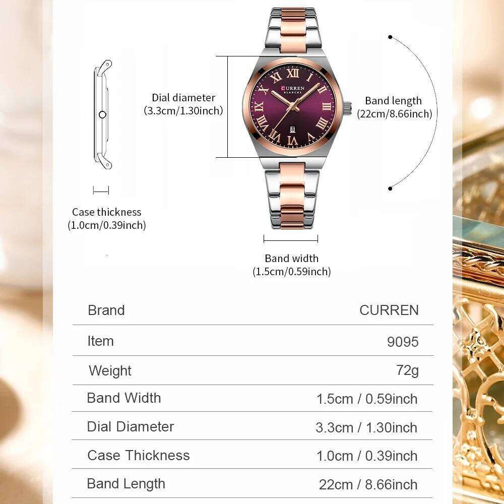 CURREN Women,es for Women,Ladies es,Waterproof Fashion Dress Stainless Steel Analog es Date H260228