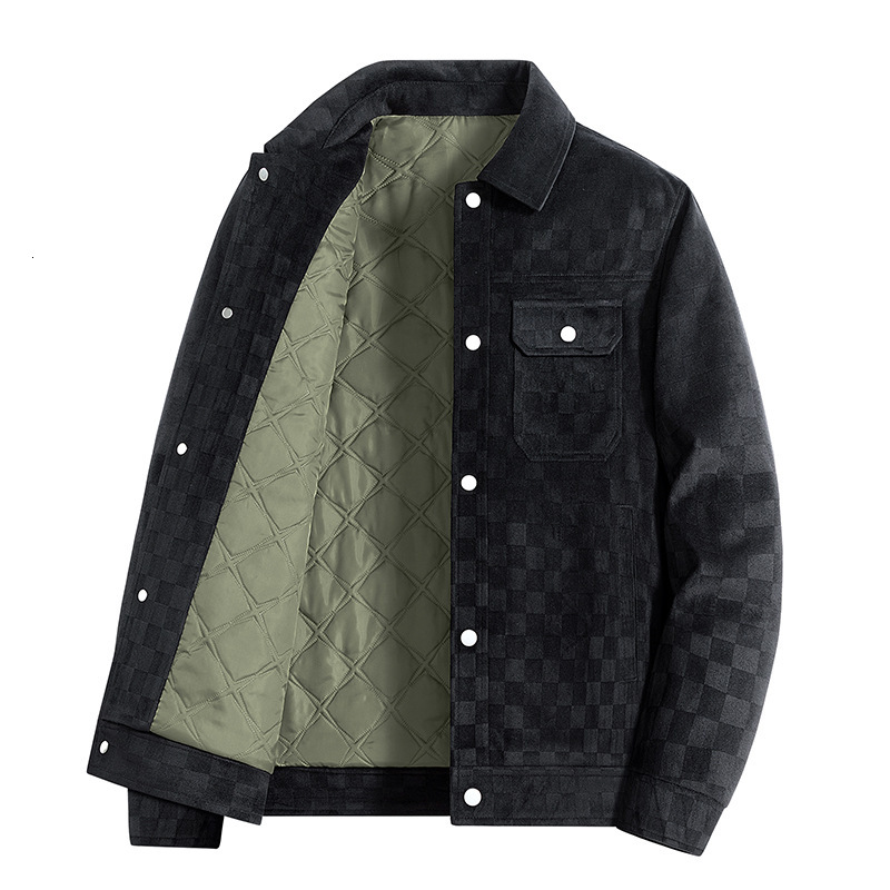 2026 New Design Luxury Brand Men's High-quality Artificial Leather Check Pattern Jacket For Business And Casual Wear Comfortable And Soft Men