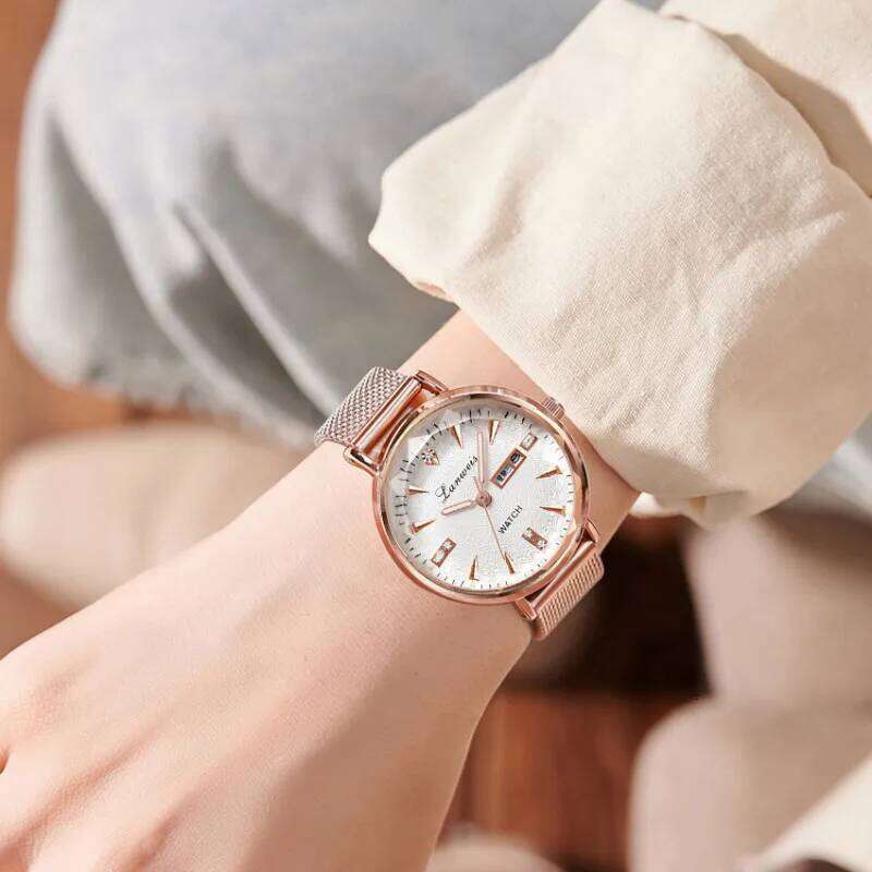 Elegant Womens with Calendar Ultra-Slim Mesh Band & Luminous Dial for Work or Daily Use H260228