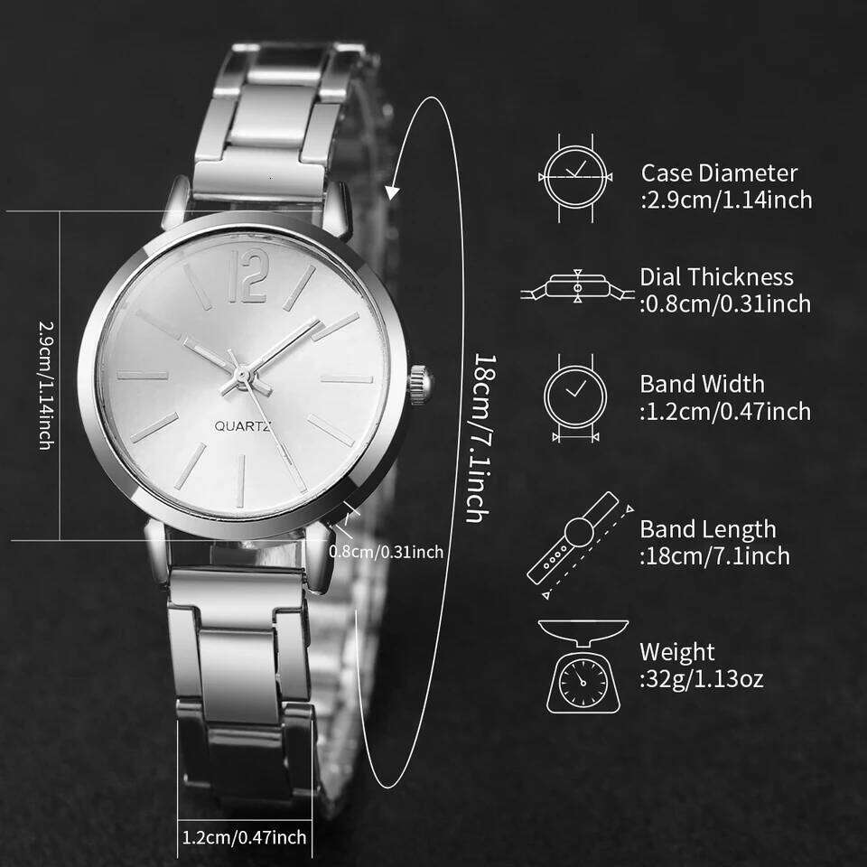 6PCS/Set Women's Fashion Steel Band Quartz es Diamond s SetWithout Box H260228