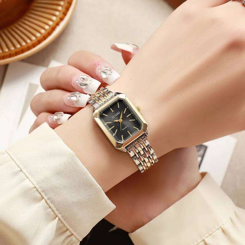 Square women's dual color alloy with steel strap and quartz H260228