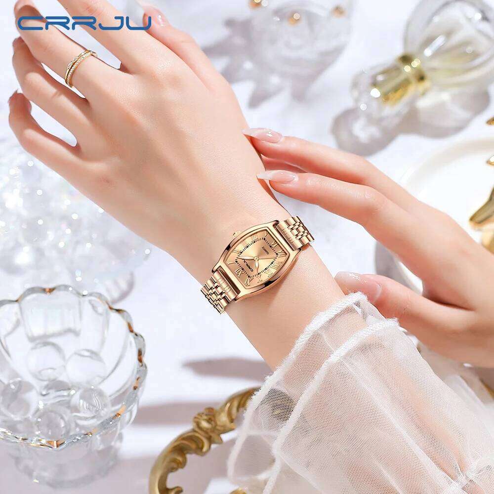 CRRJU Women es Creative Steel Dress Wristes Ladies Square Waterproof Female Relogio Feminin H260228