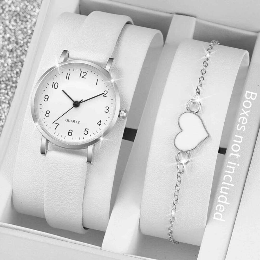 Minimalist digital fashion leather strap quartz heart set H260228